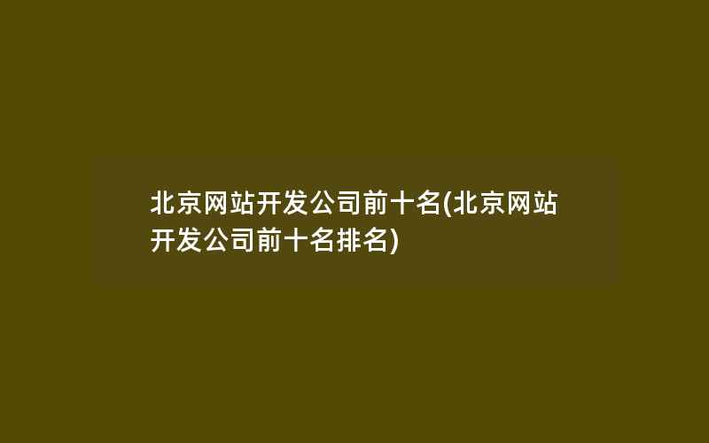 北京网站开发公司前十名(北京网站开发公司前十名排名)