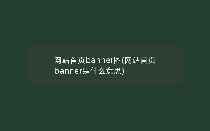 网站首页banner图(网站首页banner是什么意思)