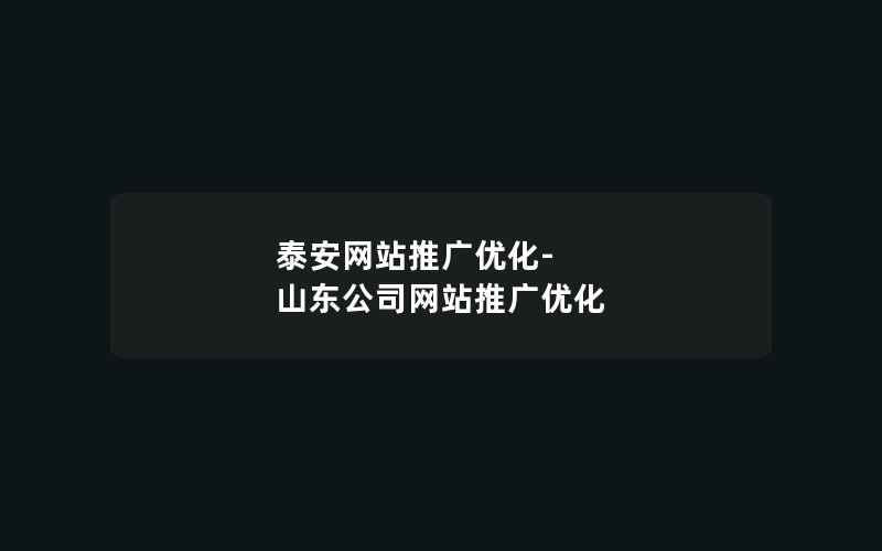 泰安网站推广优化-山东公司网站推广优化