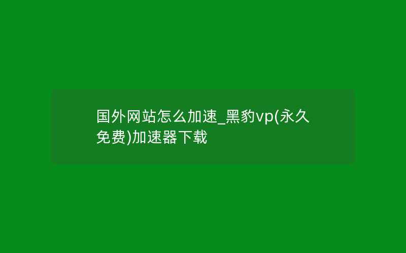 国外网站怎么加速_黑豹vp(永久免费)加速器下载