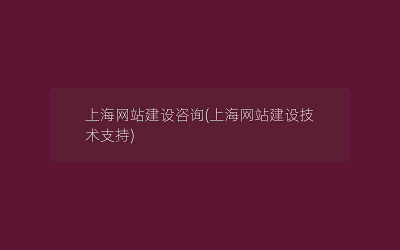 上海网站建设咨询(上海网站建设技术支持)