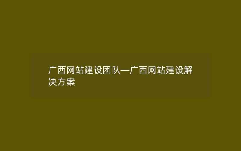 广西网站建设团队—广西网站建设解决方案