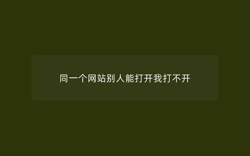 同一个网站别人能打开我打不开