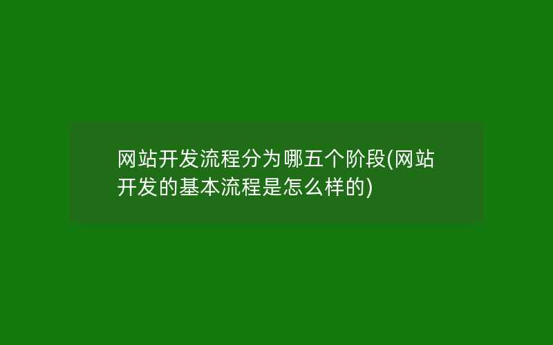 网站开发流程分为哪五个阶段(网站开发的基本流程是怎么样的)