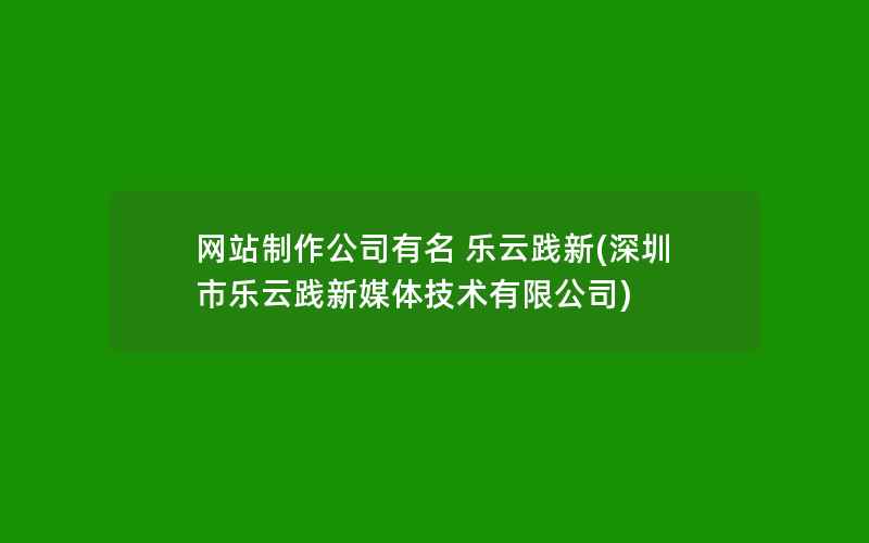 网站制作公司有名 乐云践新(深圳市乐云践新媒体技术有限公司)