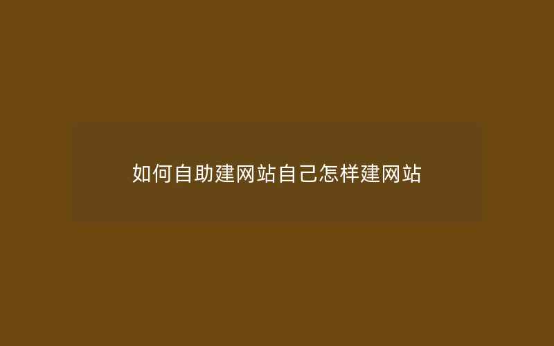 如何自助建网站自己怎样建网站