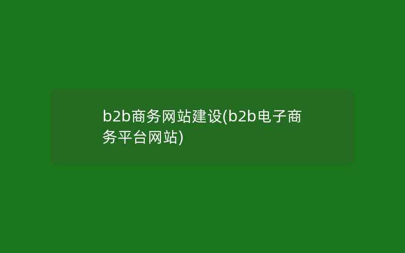 b2b商务网站建设(b2b电子商务平台网站)