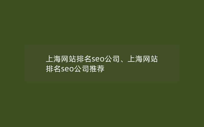 上海网站排名seo公司、上海网站排名seo公司推荐