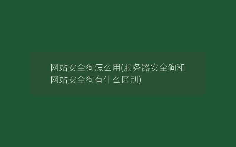 网站安全狗怎么用(服务器安全狗和网站安全狗有什么区别)