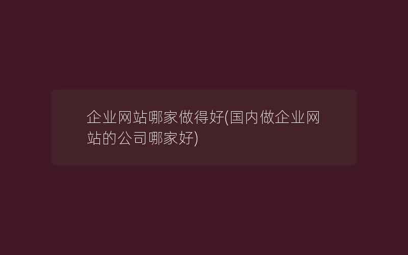 企业网站哪家做得好(国内做企业网站的公司哪家好)