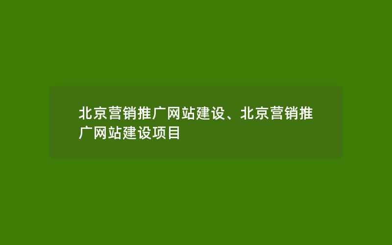 北京营销推广网站建设、北京营销推广网站建设项目