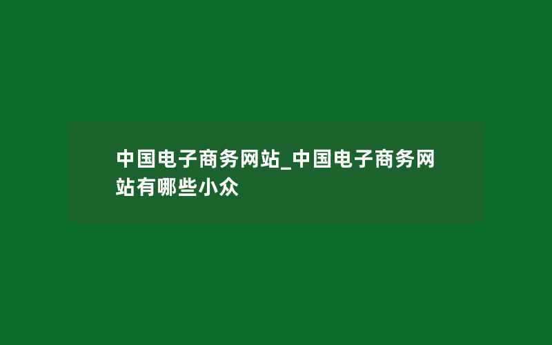 中国电子商务网站_中国电子商务网站有哪些小众