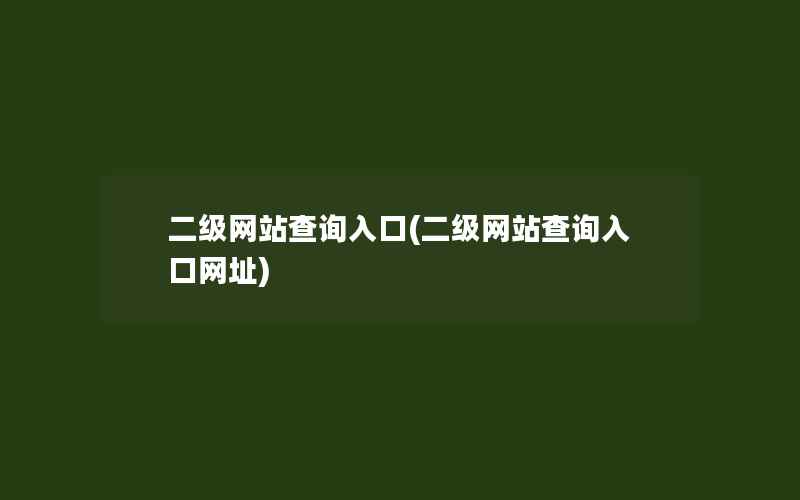 二级网站查询入口(二级网站查询入口网址)