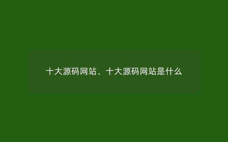 十大源码网站、十大源码网站是什么