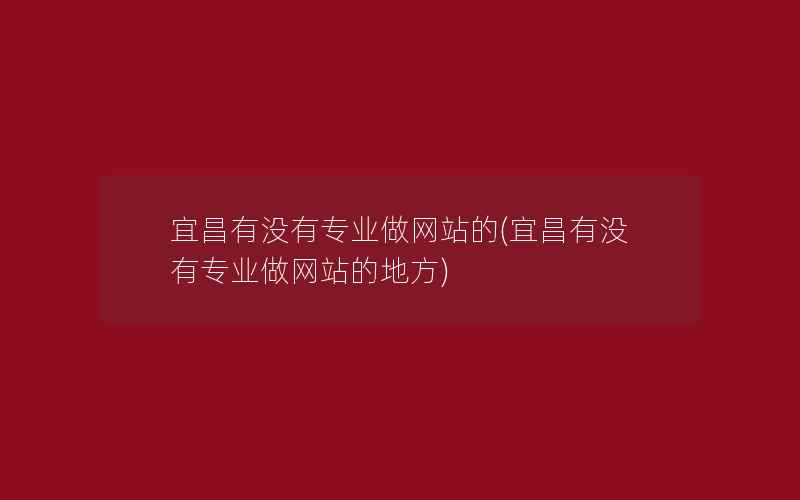 宜昌有没有专业做网站的(宜昌有没有专业做网站的地方)