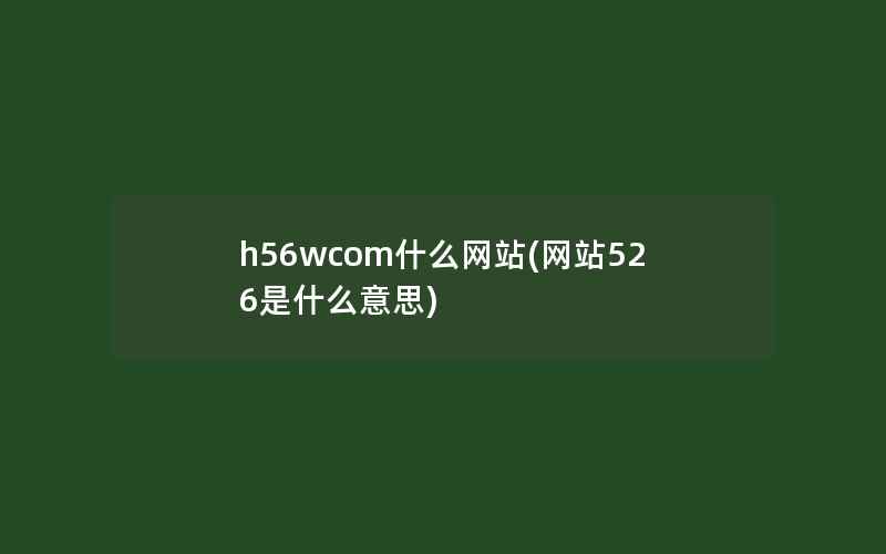 h56wcom什么网站(网站526是什么意思)