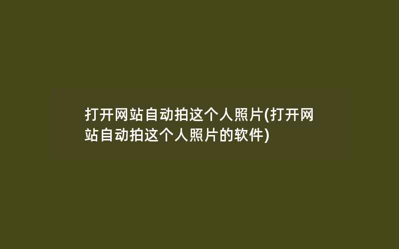 打开网站自动拍这个人照片(打开网站自动拍这个人照片的软件)