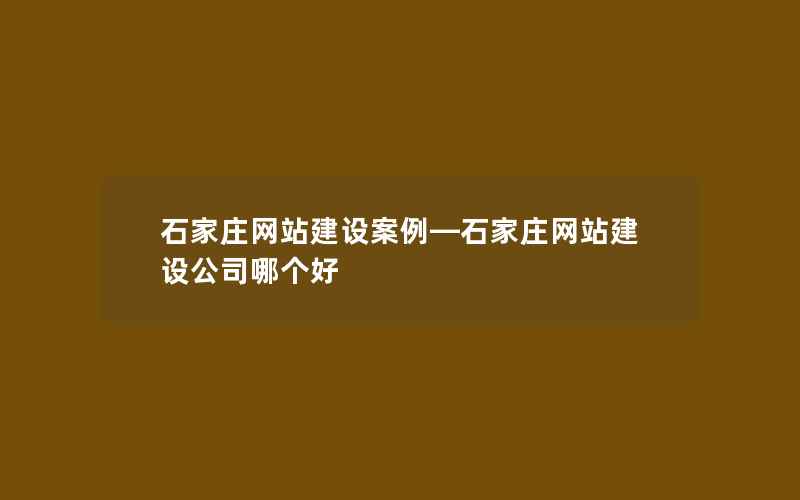 石家庄网站建设案例—石家庄网站建设公司哪个好