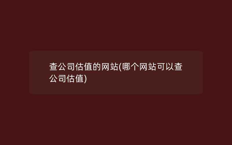 查公司估值的网站(哪个网站可以查公司估值)