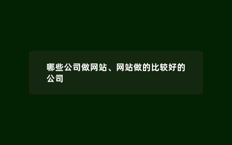 哪些公司做网站、网站做的比较好的公司