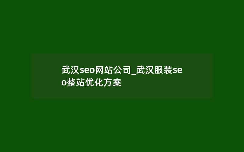 武汉seo网站公司_武汉服装seo整站优化方案