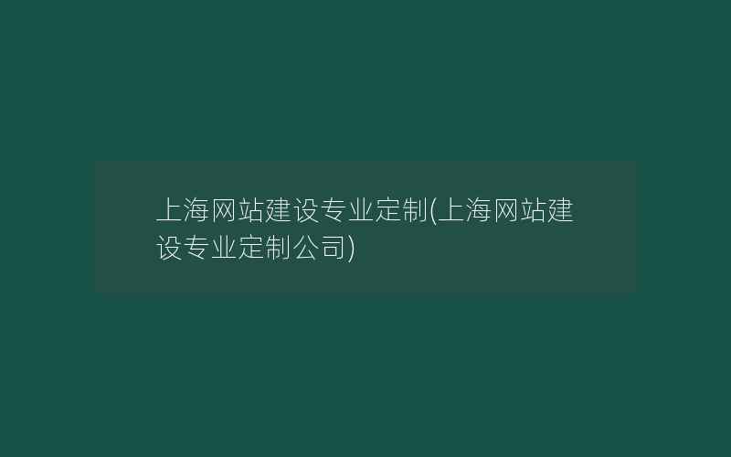 上海网站建设专业定制(上海网站建设专业定制公司)