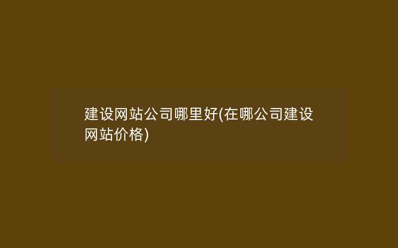 建设网站公司哪里好(在哪公司建设网站价格)