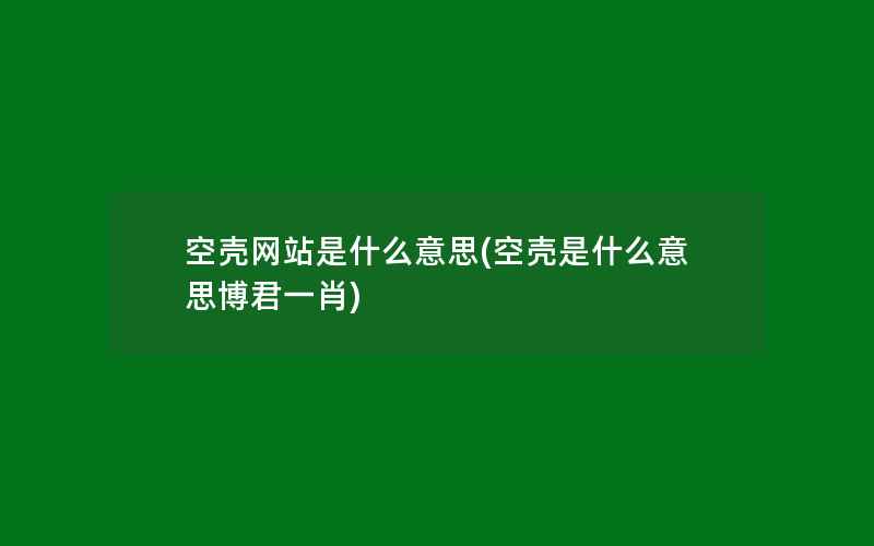 空壳网站是什么意思(空壳是什么意思博君一肖)