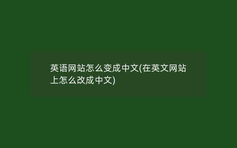 英语网站怎么变成中文(在英文网站上怎么改成中文)