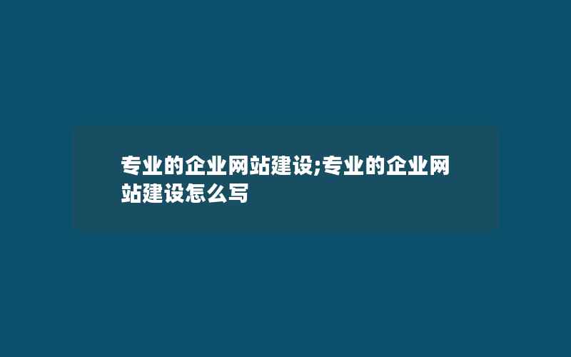 专业的企业网站建设;专业的企业网站建设怎么写