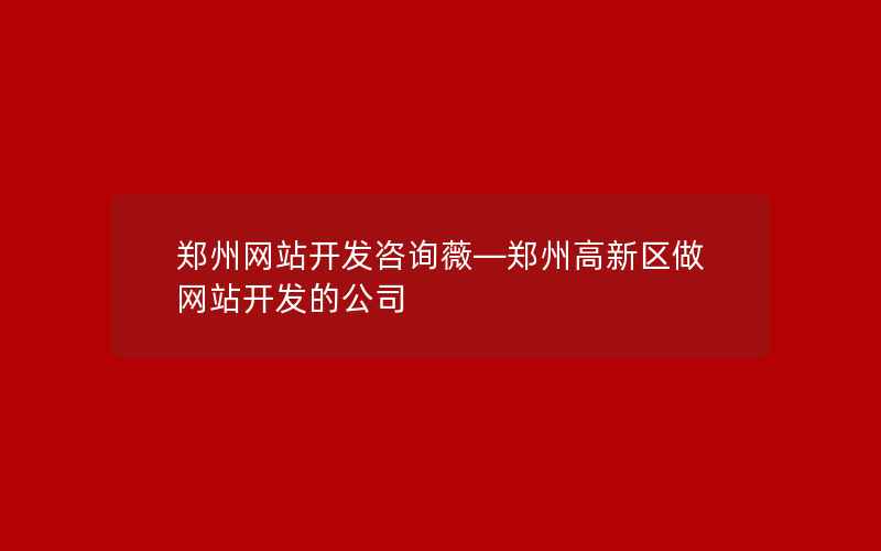 郑州网站开发咨询薇—郑州高新区做网站开发的公司