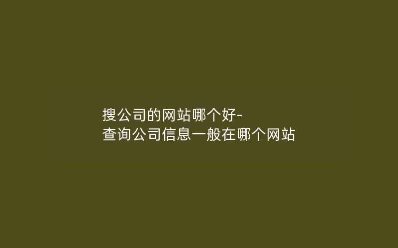 搜公司的网站哪个好-查询公司信息一般在哪个网站