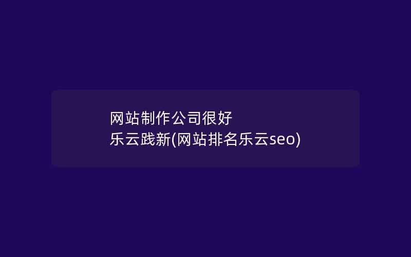 网站制作公司很好 乐云践新(网站排名乐云seo)