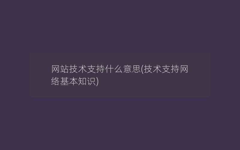 网站技术支持什么意思(技术支持网络基本知识)