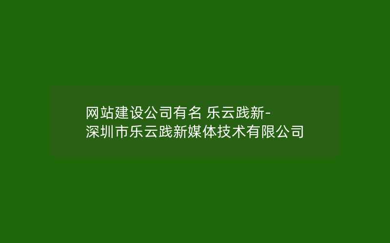 网站建设公司有名 乐云践新-深圳市乐云践新媒体技术有限公司