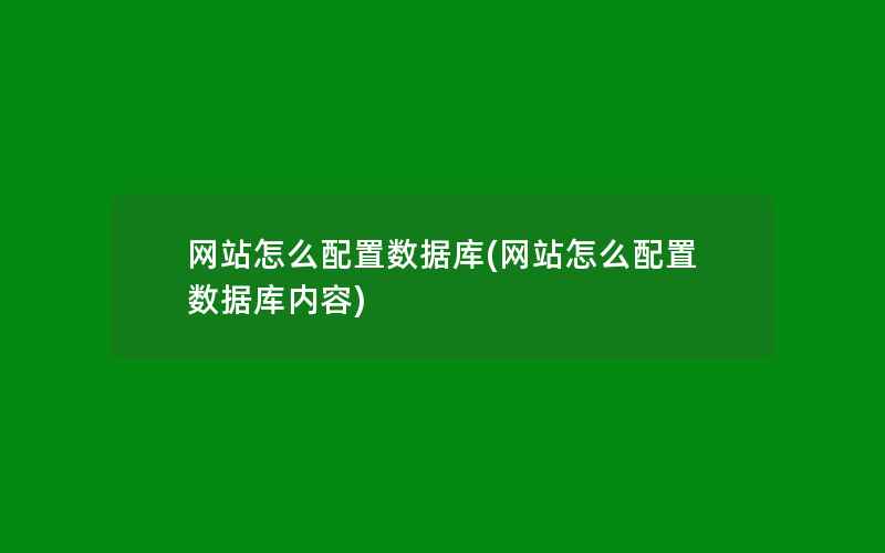 网站怎么配置数据库(网站怎么配置数据库内容)