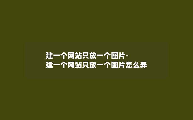 建一个网站只放一个图片-建一个网站只放一个图片怎么弄