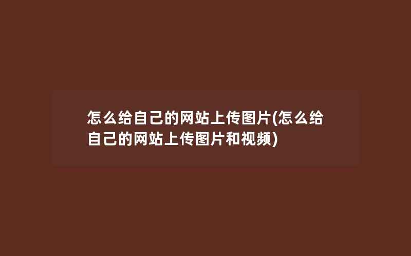 怎么给自己的网站上传图片(怎么给自己的网站上传图片和视频)