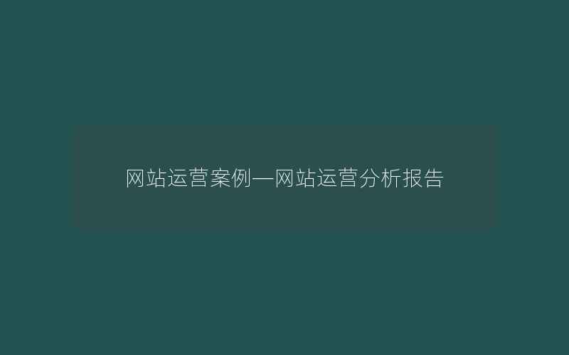 网站运营案例—网站运营分析报告