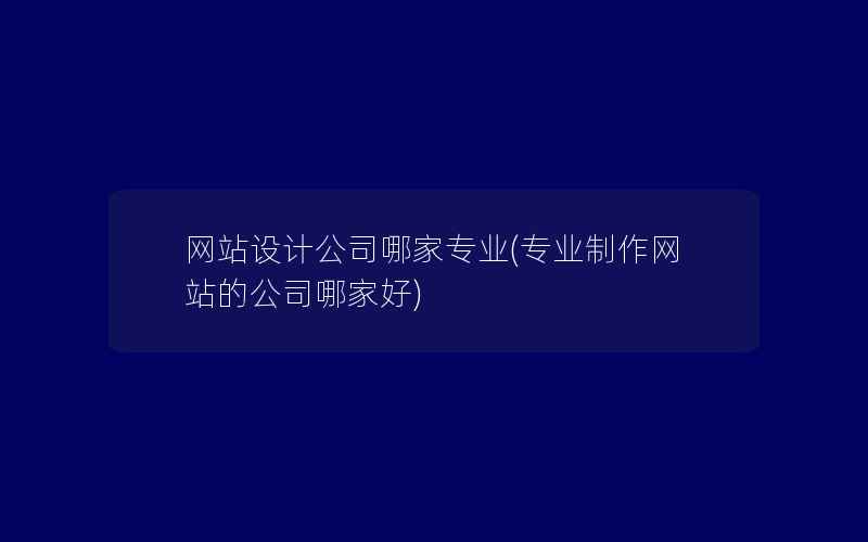 网站设计公司哪家专业(专业制作网站的公司哪家好)