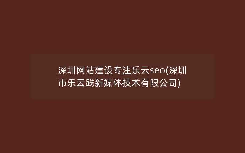 深圳网站建设专注乐云seo(深圳市乐云践新媒体技术有限公司)