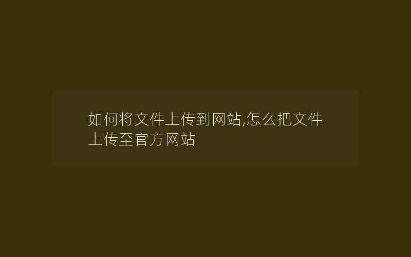 如何将文件上传到网站,怎么把文件上传至官方网站