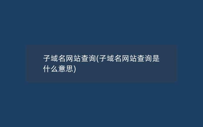 子域名网站查询(子域名网站查询是什么意思)