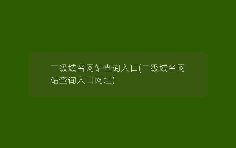 二级域名网站查询入口(二级域名网站查询入口网址)