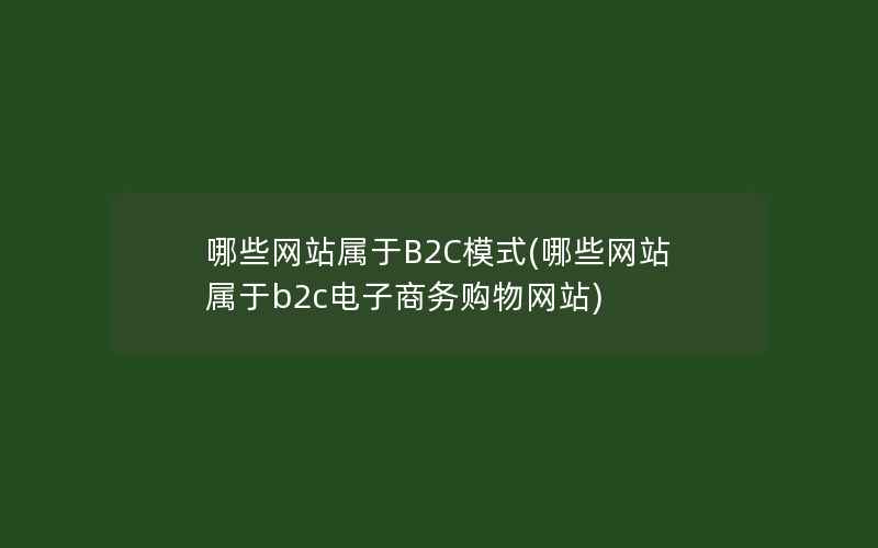 哪些网站属于B2C模式(哪些网站属于b2c电子商务购物网站)