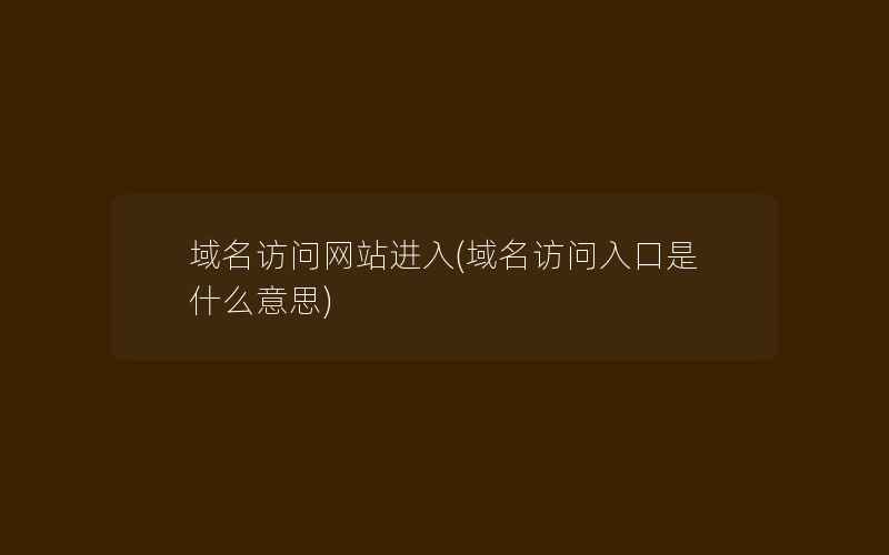 域名访问网站进入(域名访问入口是什么意思)