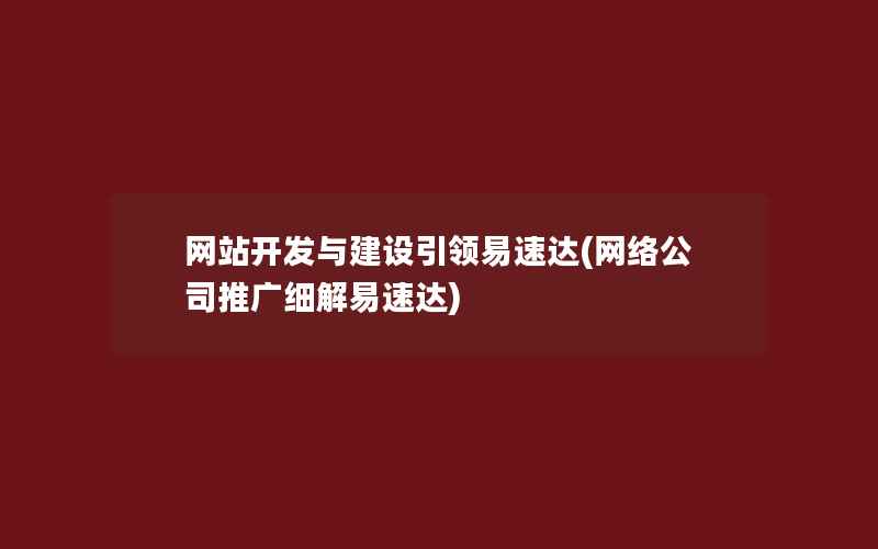 网站开发与建设引领易速达(网络公司推广细解易速达)