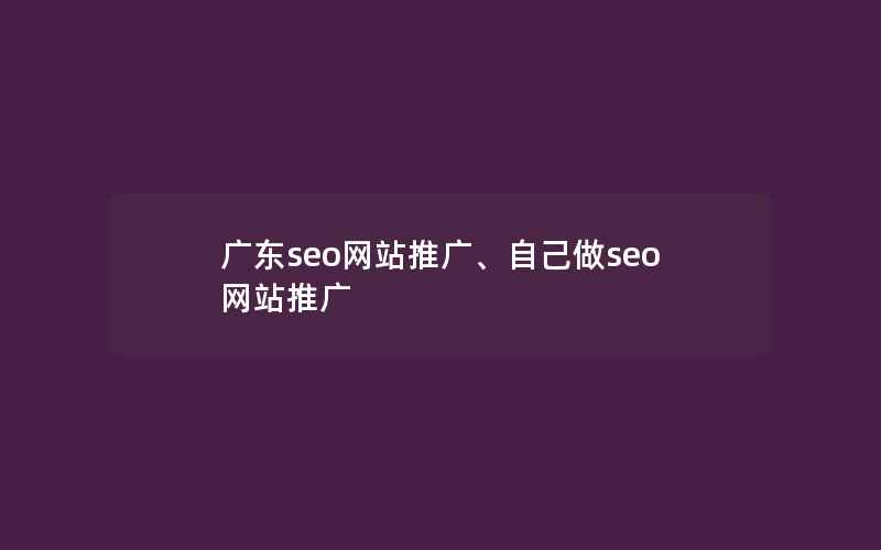 广东seo网站推广、自己做seo网站推广