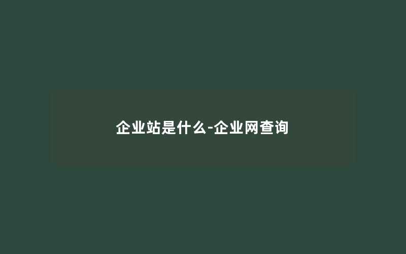 企业站是什么-企业网查询