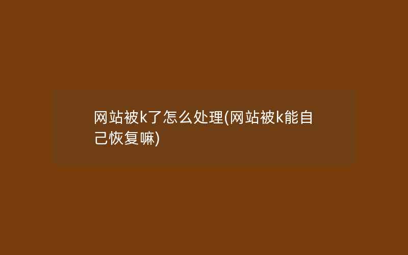 网站被k了怎么处理(网站被k能自己恢复嘛)